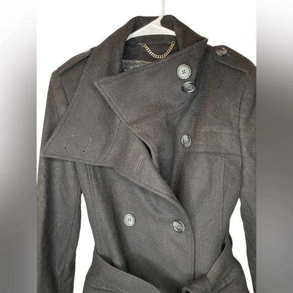 Barbour Madge Black Coat Wool and Cashmere Blend Size 4 Jacket With Belt - Picture 5 of 11